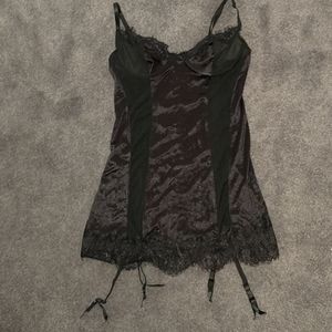 Black satin and lace lingerie